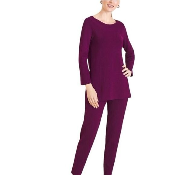 Chico’s TRAVELERS COLLECTIONSweater-Knit Top Plum Size Small - Picture 1 of 15